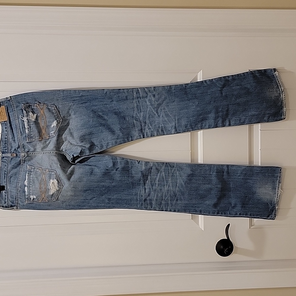 Abercrombie & Fitch Low Rise Blue Distressed Jeans Size 6 - Picture 4 of 10